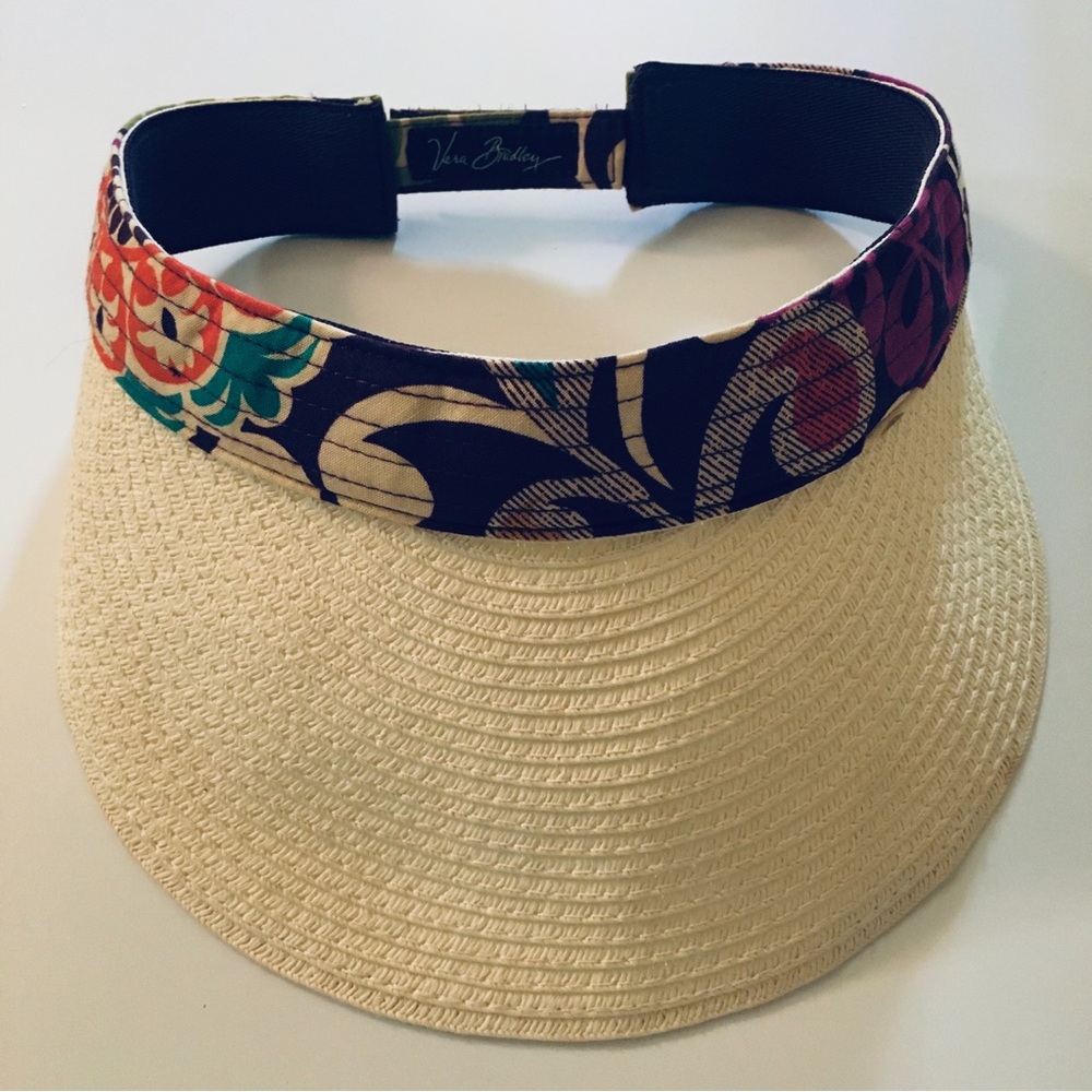 Vera Bradley Retired Plum Crazy Straw Visor Adjustable Sun Hat